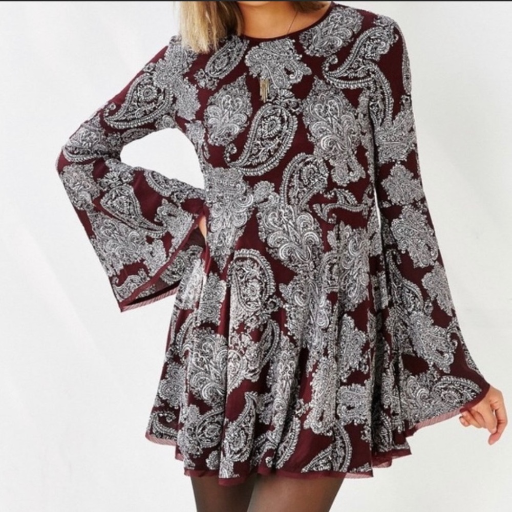 Urban Outfitters Burgundy paisley dress